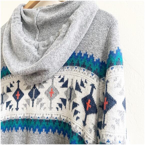 American Eagle Outfitters Southwest Print Grey Hoodie Sweater Crew Neck Men's L - Picture 9 of 10